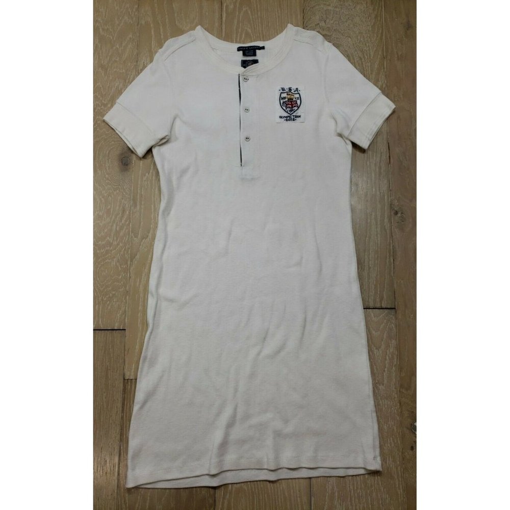 Ralph Lauren USA Olympic Team 2012 T Shirt Dress Women's Large 100% Cotton White